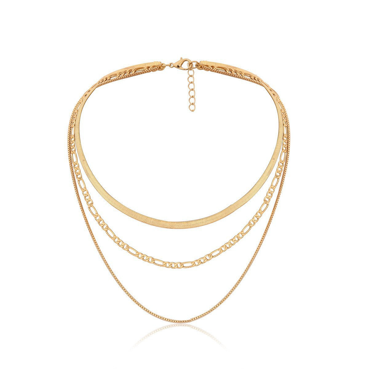 Vintage Layer Necklaces for Women Gold Set Cuban Link Snake Chain