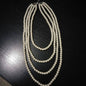 Multilayer Strand Chain Necklace Faux Pearls Flapper Beads Cluster Long Choker Necklace