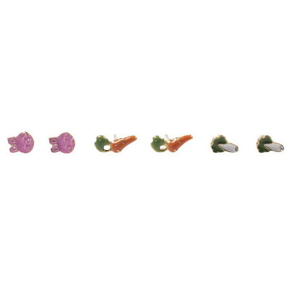 Cute bunny carrot stud earrings set