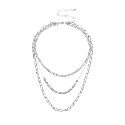 Paperclip Chain Triple Layer Necklace