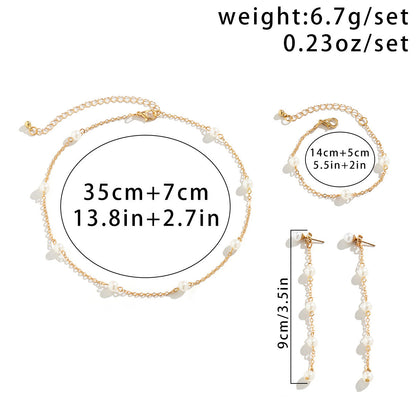 Small Imitation Pearl Beads Chains Necklaces/Earrings/Bracelets Sets