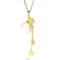 925 Silver Necklace with White Chalcedony Lucky Bag Pendant