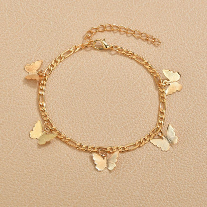 Snake Bone Chain Butterfly Pendant Anklet Jewelry
