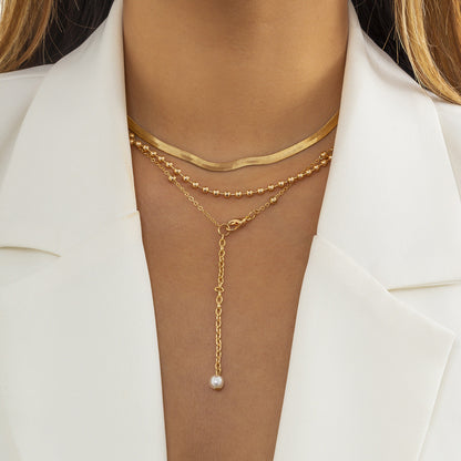 Chain Layer Choker Necklaces Sexy Layered Pearl