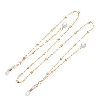 Pearl Tassel Long Glasses Metal Round Bead Chain