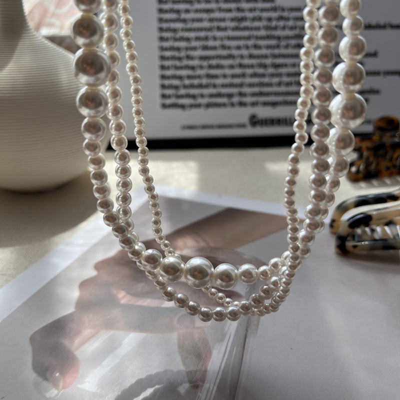 Multilayer Strand Simulated Pearl Statement Necklace