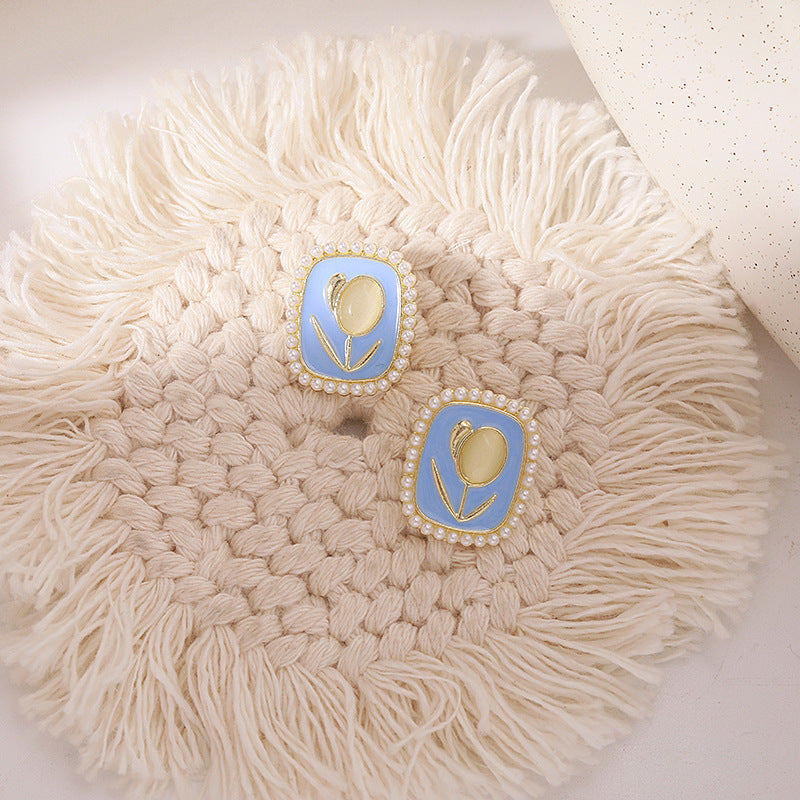 Opal Tulips Stud Earrings