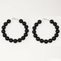 Round Pearl Bead Hoop Earrings