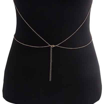 Sexy Cross Stone Beads Body Chains Bikini Belly Bra for Women