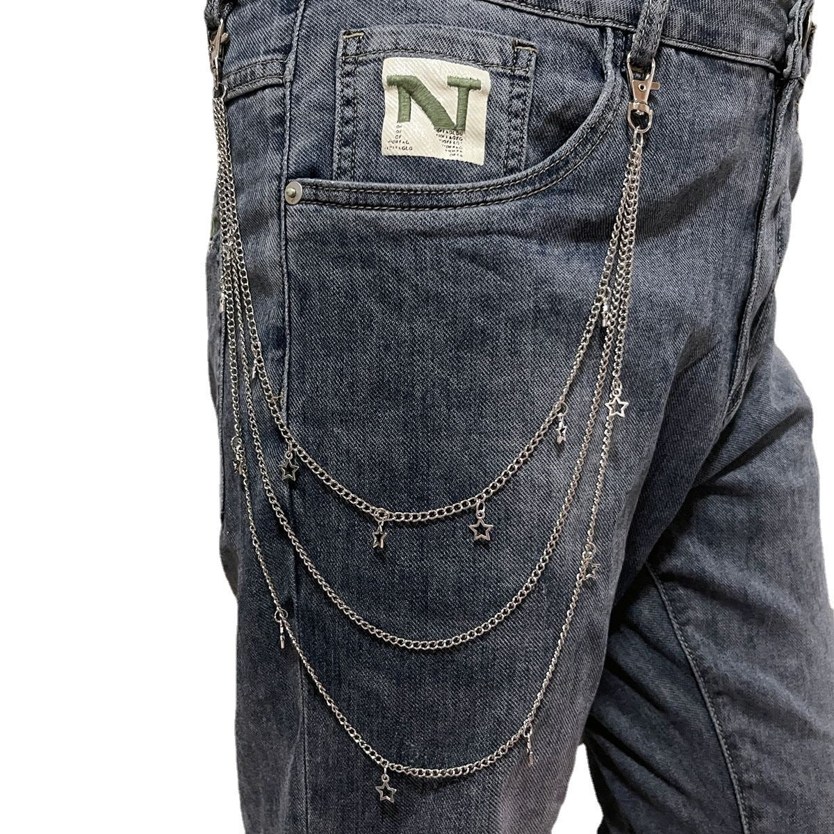 Vintage Metal Key Pendant Multi-layer Star Waist Chain