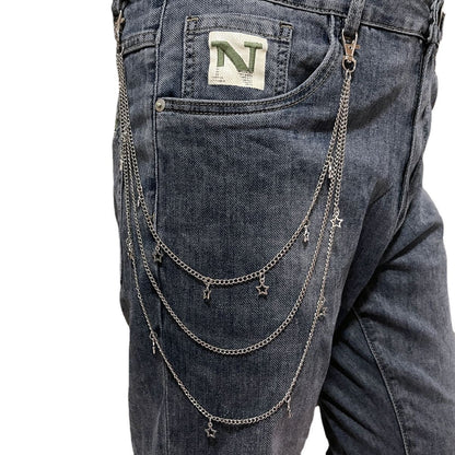 Vintage Metal Key Pendant Multi-layer Star Waist Chain