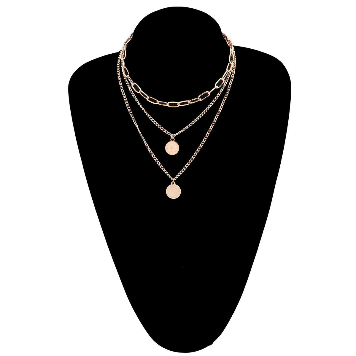 Punk Vintage Layered Portrait Coin Pendant Necklace
