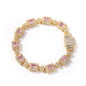 Copper inlaid pink zircon hip-hop bracelet
