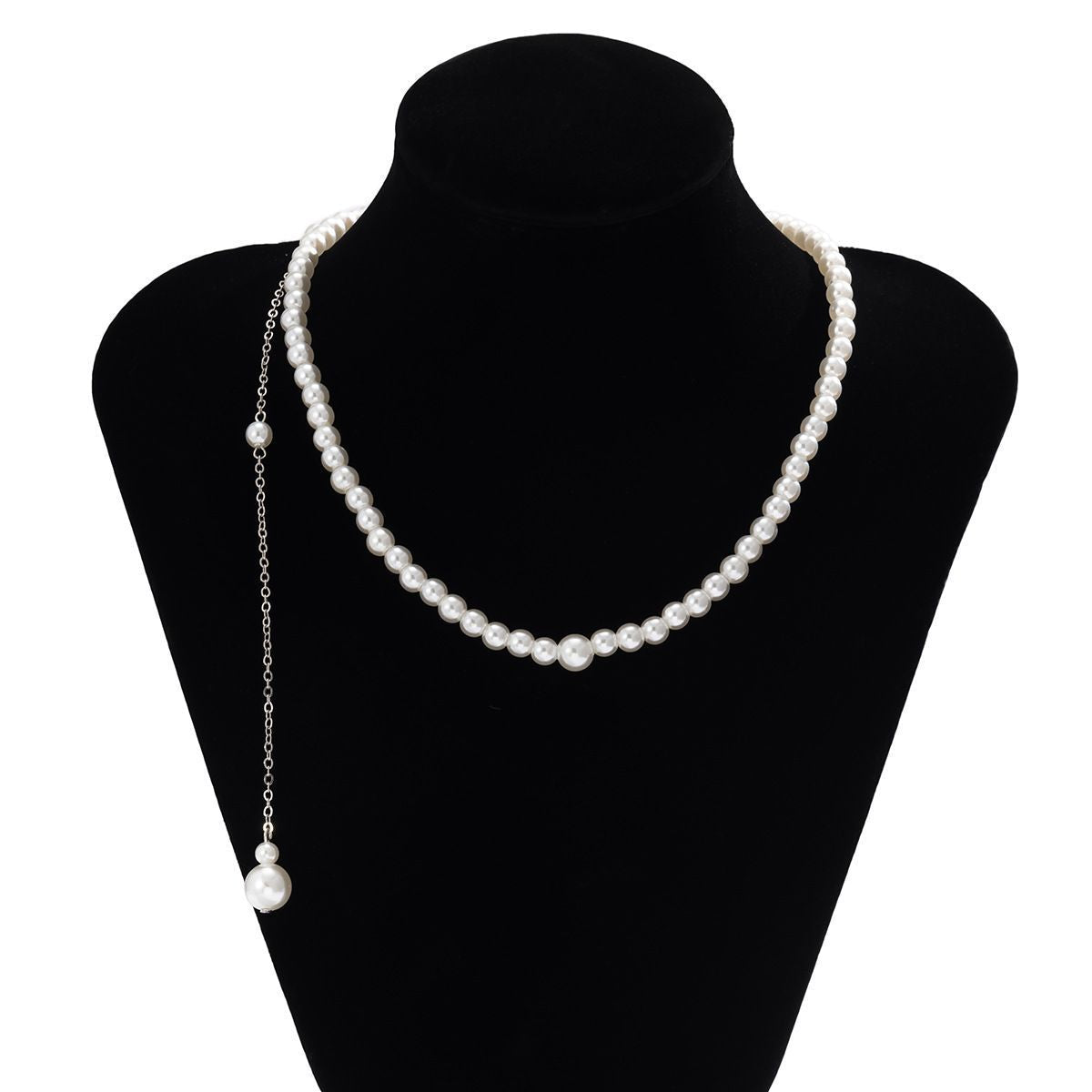 Imitation Pearl Tassel Back Chain Necklace