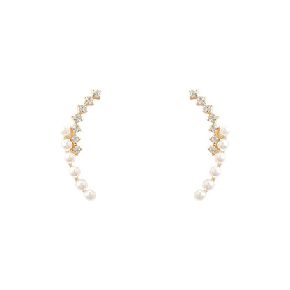 Pearl Row Rhinestone Earrings