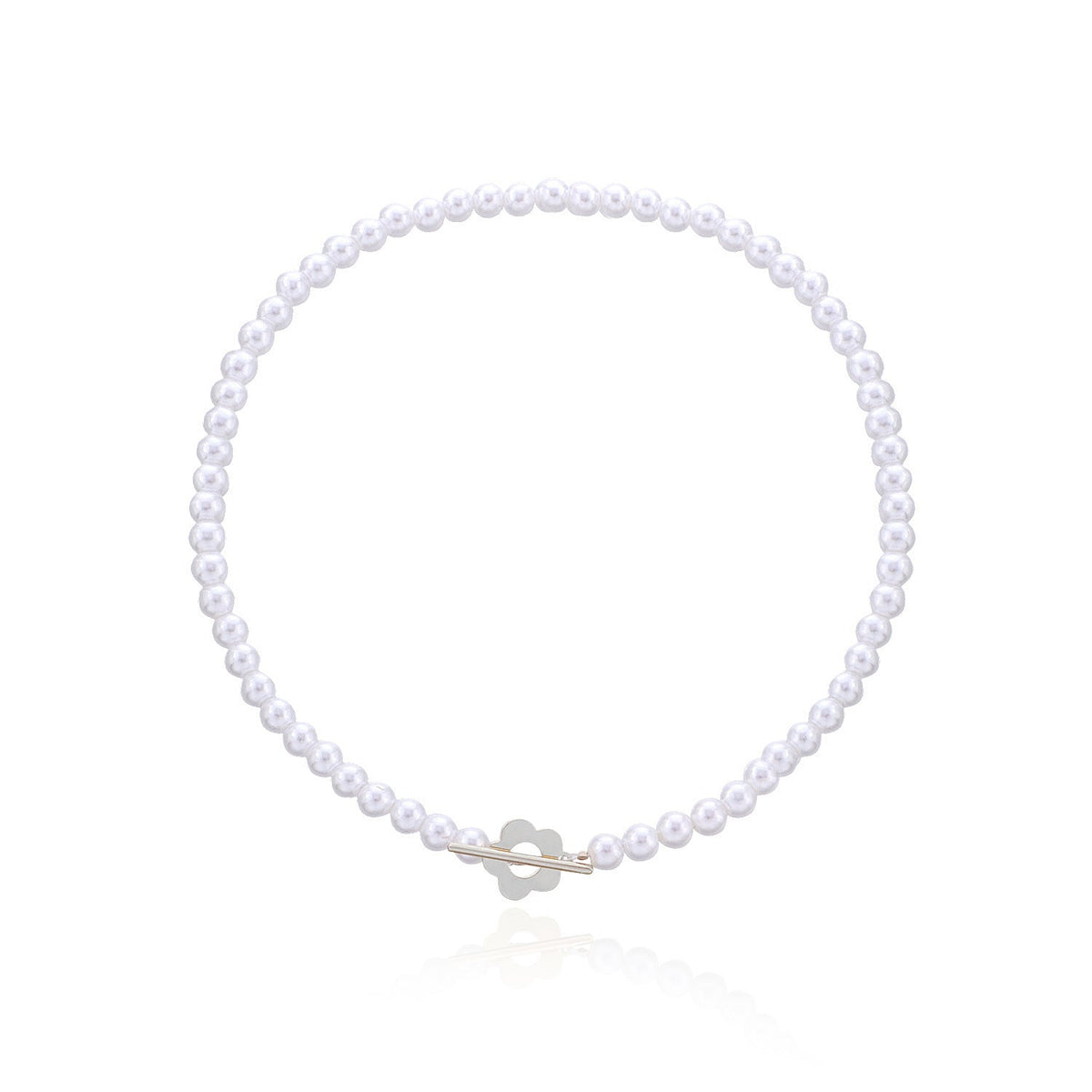 Bohemian Style OT Buckle Flower Shape Pearl Choker Necklace