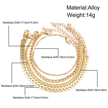 Girls Twist Snake Boho Chunky Chain Bracelets Set