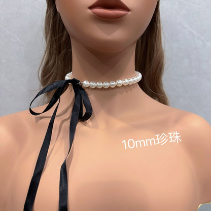 Elegant White Imitation Pearl Choker Necklace Women