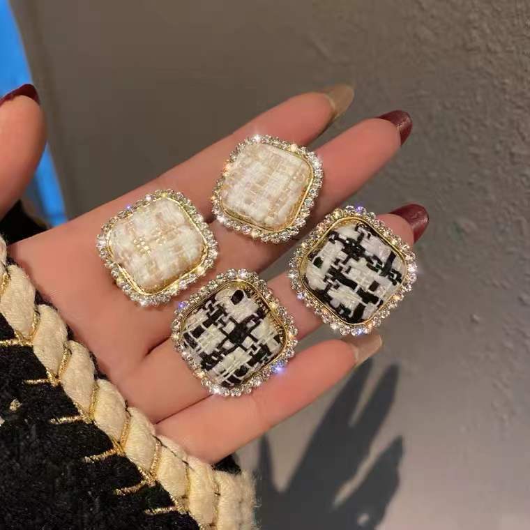 Vintage Square Fabric Geometric Earrings