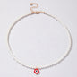 Blue Eyed Beads Pendant Women Pearl Necklace Simple Short Collar