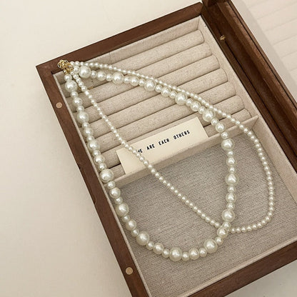Twisted Multi-Strand Simulated Pearl Glass Bead Statement Necklace