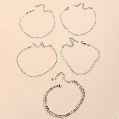 Multi-Layer Beach Chain Snake Bone Round Chain Anklets Jewelry