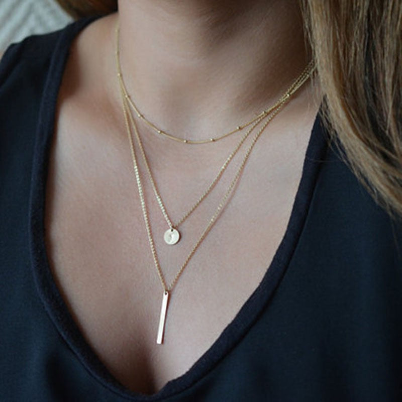 Bohemian Necklace Multi Layered Related Clavicle Chain Necklace