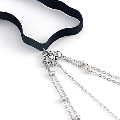 Sexy Elastic Double Layer Bead Body Metal Crescent Pendant Tassel Thigh Chain