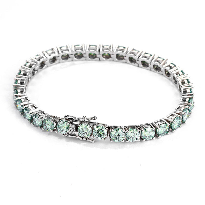 Women's Karat Dark Green Diamond Couple Sier Design Bracelets