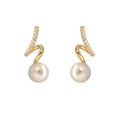 Twisted Rhinestone Pearl Earrings