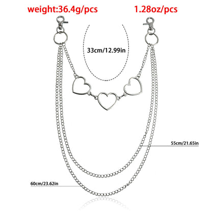 Hollow Heart Pendant Pocket Punk Chain Waist Chains