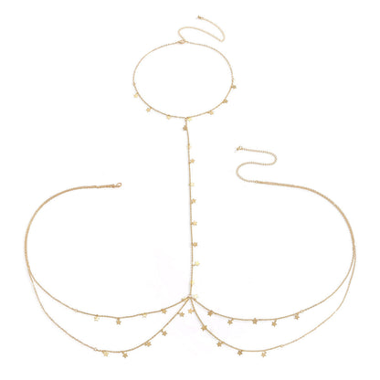Sexy Multilayer Star Pendant Tassels Handmade Body Chain