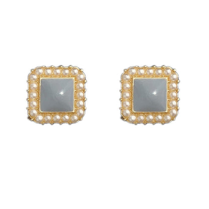 Square Faux Pearl Stud Earrings
