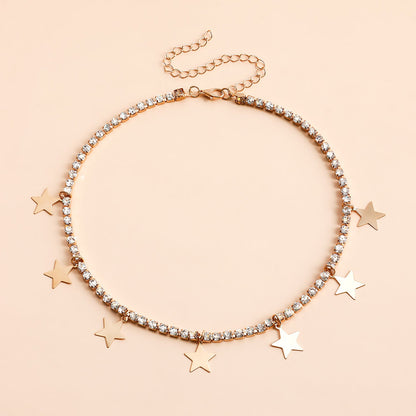 Tennis Chain Necklace Star Charm
