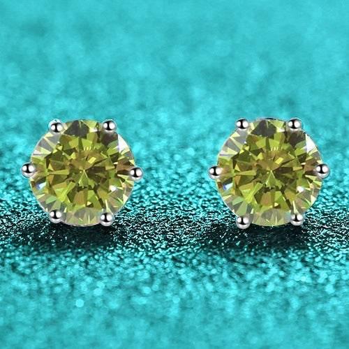 S925 Colorful Moissanite & CZ Classic 6-Prong Stud Earrings For Men Women Gift