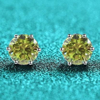 S925 Colorful Moissanite & CZ Classic 6-Prong Stud Earrings For Men Women Gift