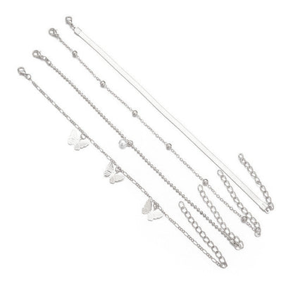 Boho Beach Jewelry Butterfly Multi Layered Anklets Chain