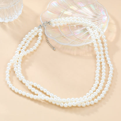 Multi Layered Pearl Necklace Elegant Banquet Bride