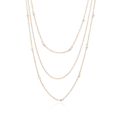 Multi Layer Pearl Necklace Choker Jewelry Long Chain Necklaces