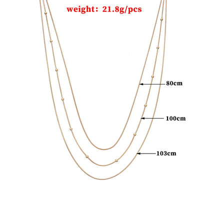 Layer Snake Beaded Chain Necklace