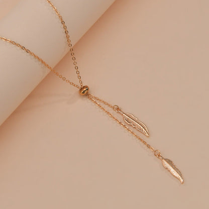 Sexy Square Long Tassel Leaf Pendant Necklace
