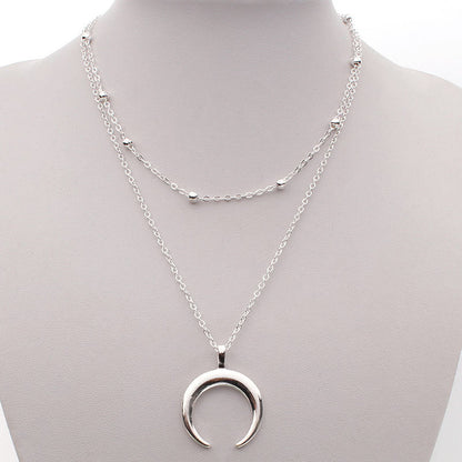 Crescent Moon Layered Necklace