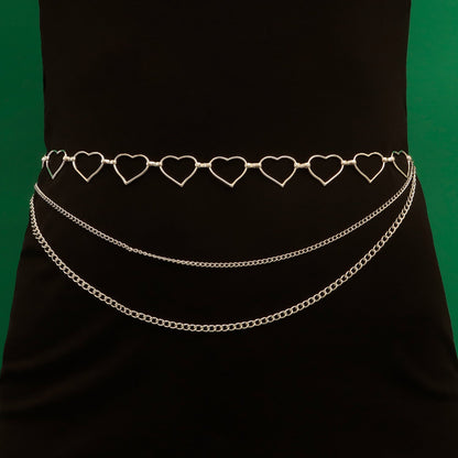 Geometric Dress Pant Belts Body Chain Jewelry Hip Hop Heart Waist Chain