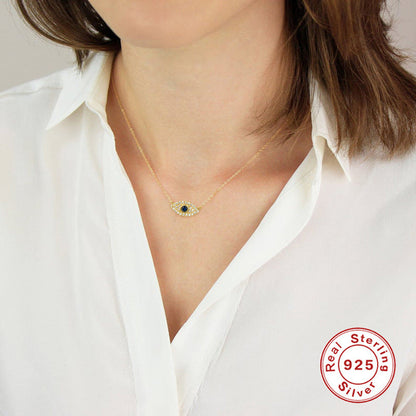 Sterling Sier Classic Style Blue Eyes Necklaces