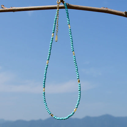 Natural Gemstone Turquoise Charms Necklace
