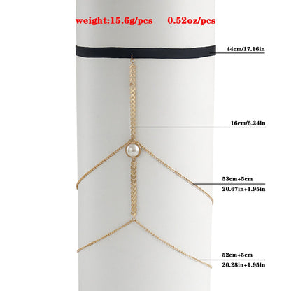 Summer Bohemian Pearl Multilayer Leg Chain Thigh Chain Body Jewelry