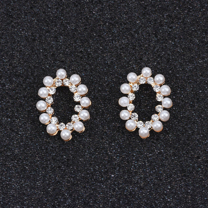 Rhinestone Flower Hoop Earrings