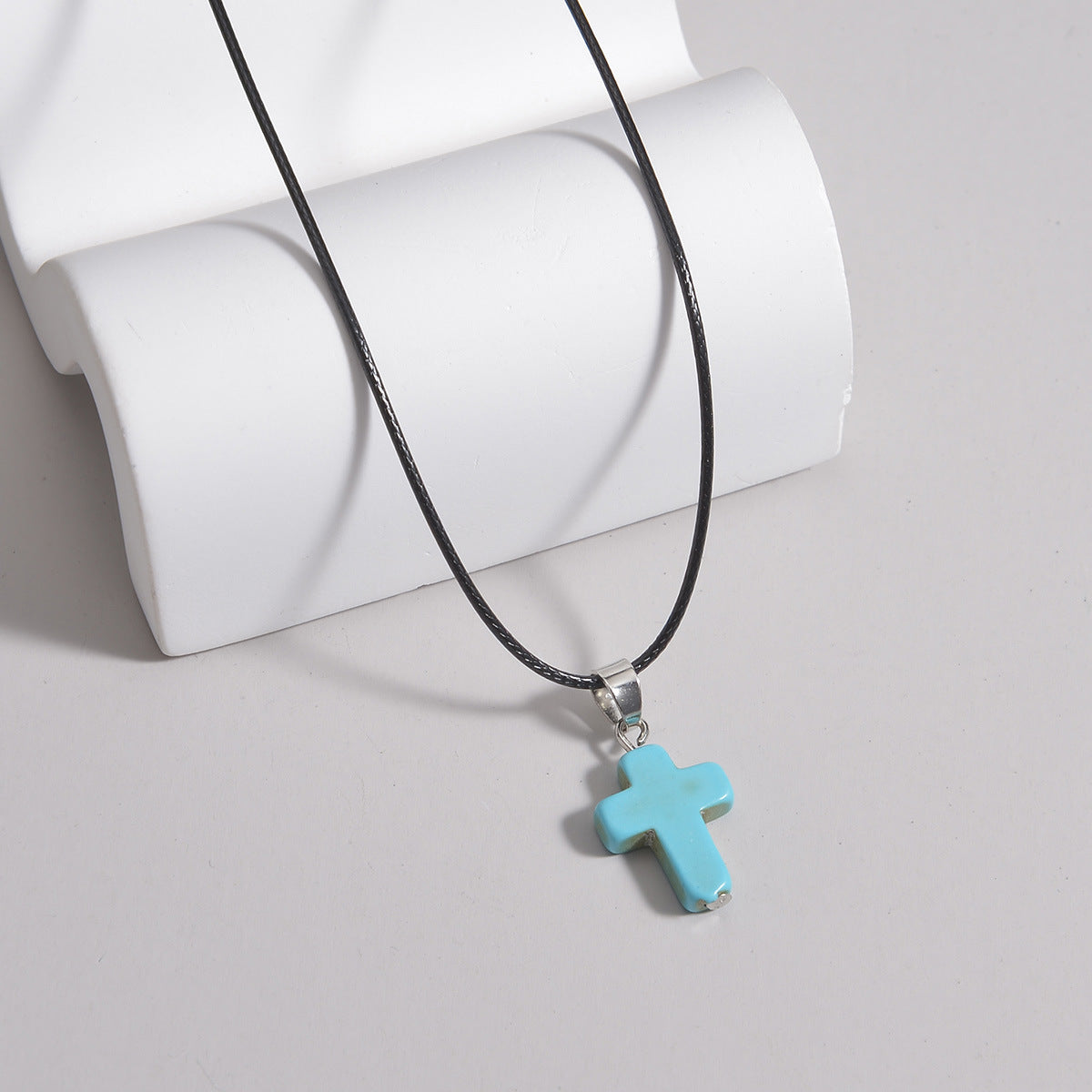 Natural Gemstone Cross Pendant Necklace