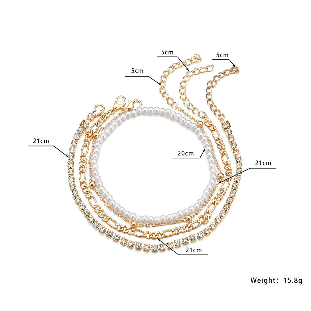 Rhinestone Crystal Beaded Chain Tennis Link Anklet Jewelry