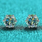 S925 Colorful Moissanite & CZ Classic 6-Prong Stud Earrings For Men Women Gift